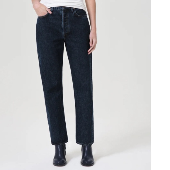 Agolde Denim - Agolde 90s high rise button flys women’s slim straight legs jeans black size 27